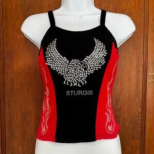 Vance Bikewear Sturgis Studded Rhinestone Eagle Flames Made in USA Small‎